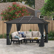 Octagonal Garden Gazebo, 8-Sided, 6.8×5 m, White Heavy Duty Metal Frame Outdoor Marquee Party & Wedding Canopy