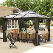 Octagonal Garden Gazebo, 8-Sided, 6.8×5 m, White Heavy Duty Metal Frame Outdoor Marquee Party & Wedding Canopy