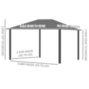 Octagonal Garden Gazebo, 8-Sided, 6.8×5 m, White Heavy Duty Metal Frame Outdoor Marquee Party & Wedding Canopy