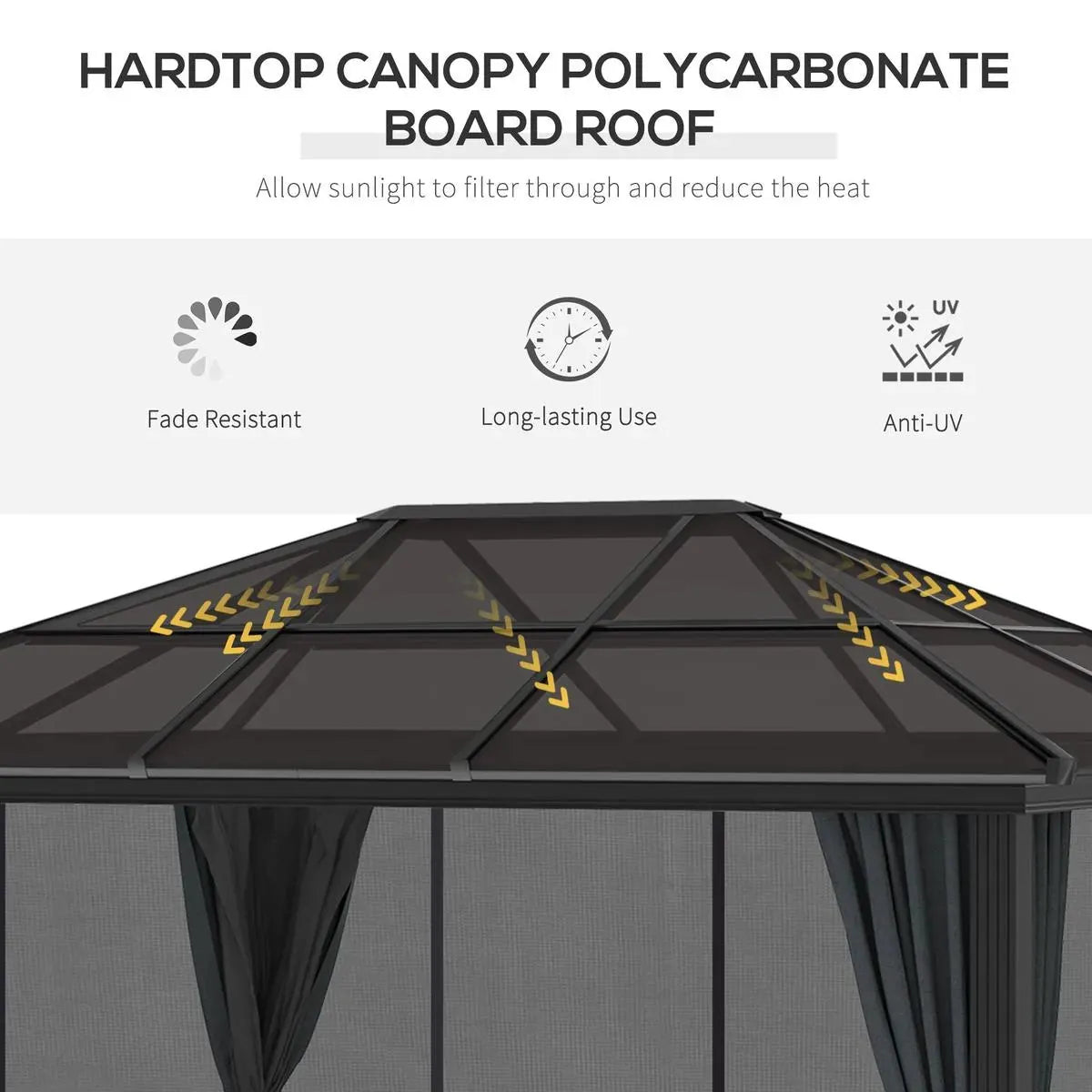 Octagonal Garden Gazebo, 8-Sided, 6.8×5 m, White Heavy Duty Metal Frame Outdoor Marquee Party & Wedding Canopy