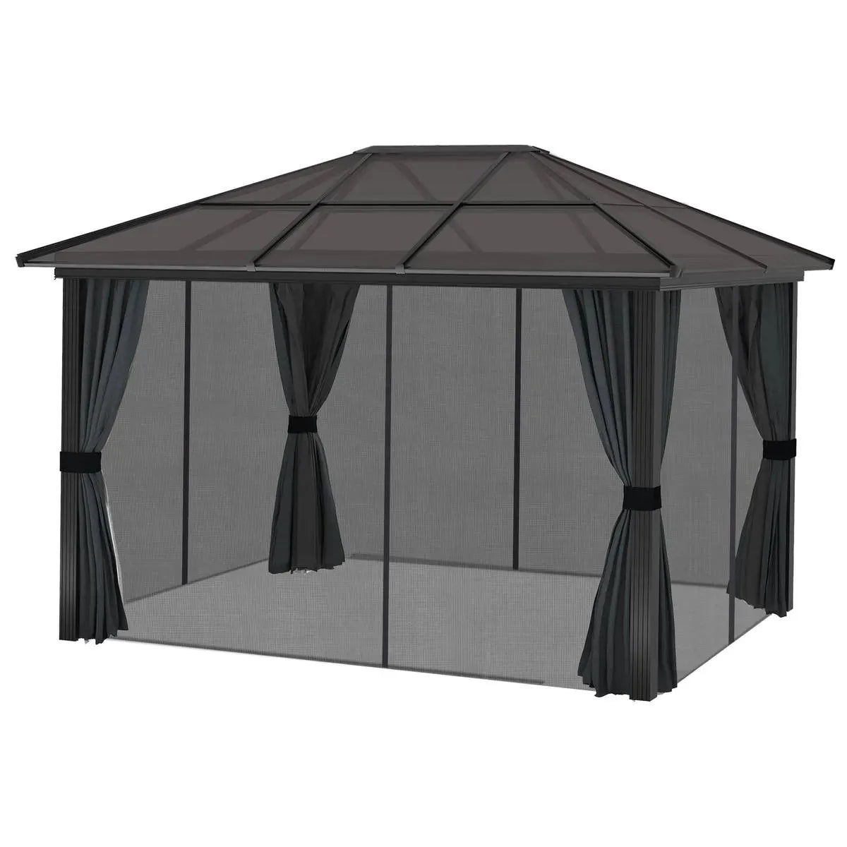 Octagonal Garden Gazebo, 8-Sided, 6.8×5 m, White Heavy Duty Metal Frame Outdoor Marquee Party & Wedding Canopy