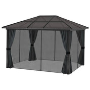 Octagonal Garden Gazebo, 8-Sided, 6.8×5 m, White Heavy Duty Metal Frame Outdoor Marquee Party & Wedding Canopy