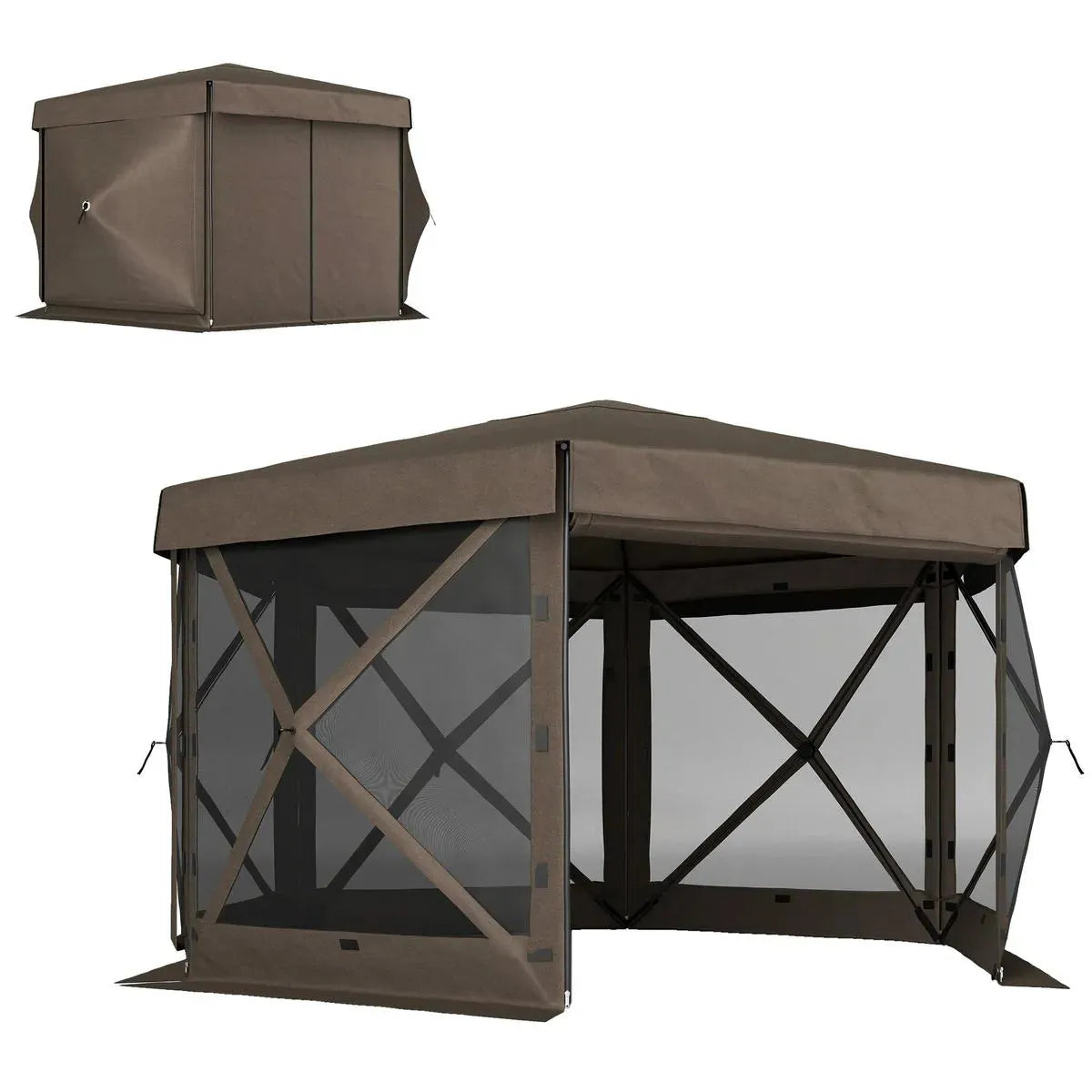 Octagonal Garden Gazebo, 8-Sided, 6.8×5 m, White Heavy Duty Metal Frame Outdoor Marquee Party & Wedding Canopy