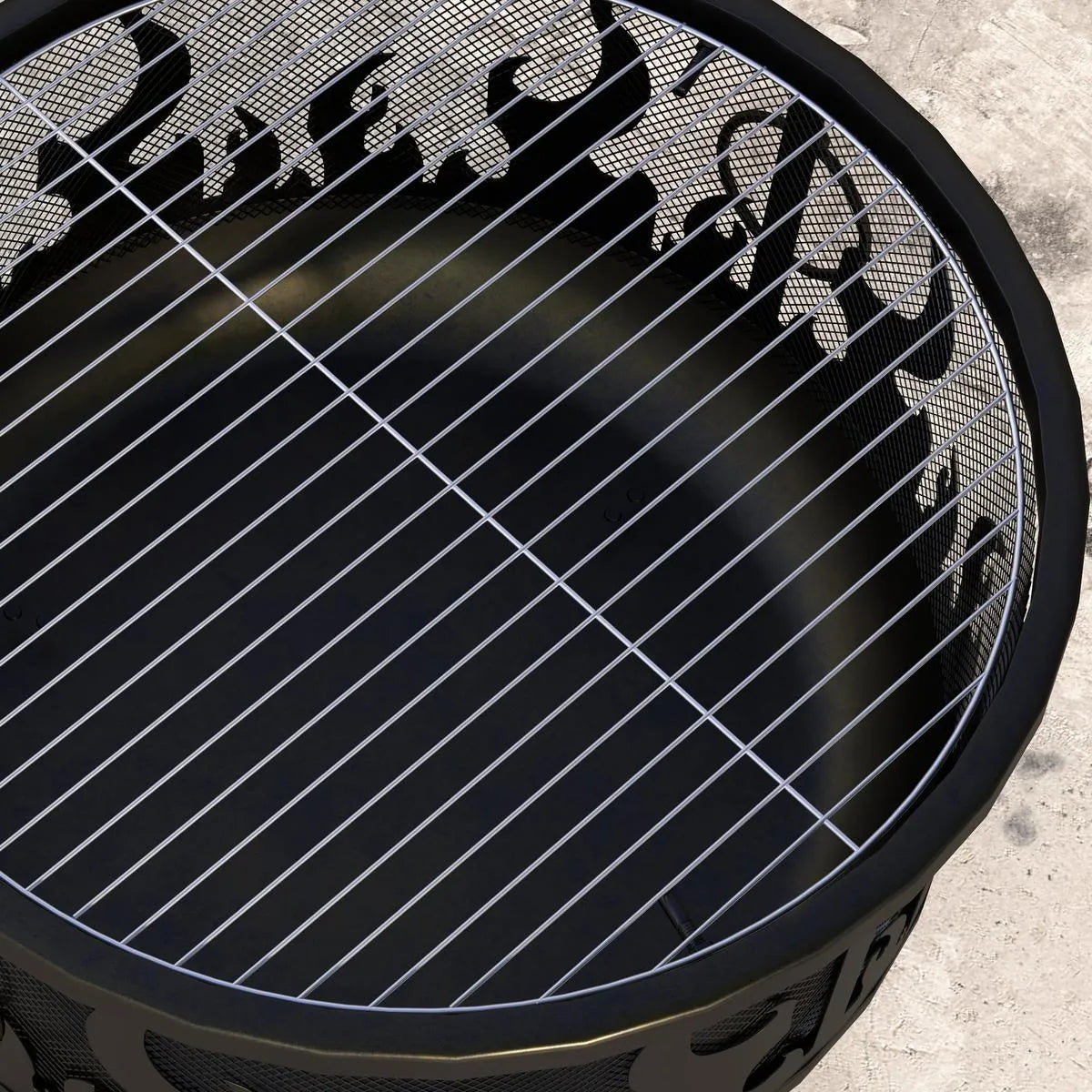 Fire Pit Steel BBQ with Poker, Black