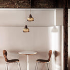 Hailie Vintage Round Wood Glass Pendant Light Dining Room Bedroom