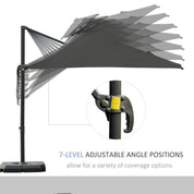 Cantilever Parasol 360° Rotation Angle Adjustment Outdoor Market Garden Umbrella, Dark Grey
