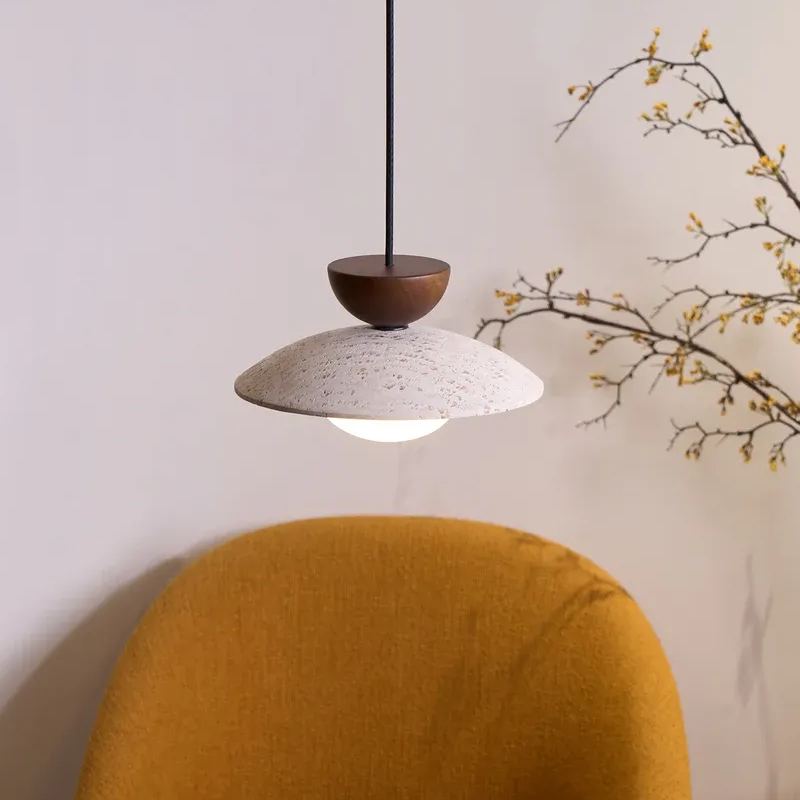 Zaid Modern Round Travertine Pendant Light Shades Dining Room
