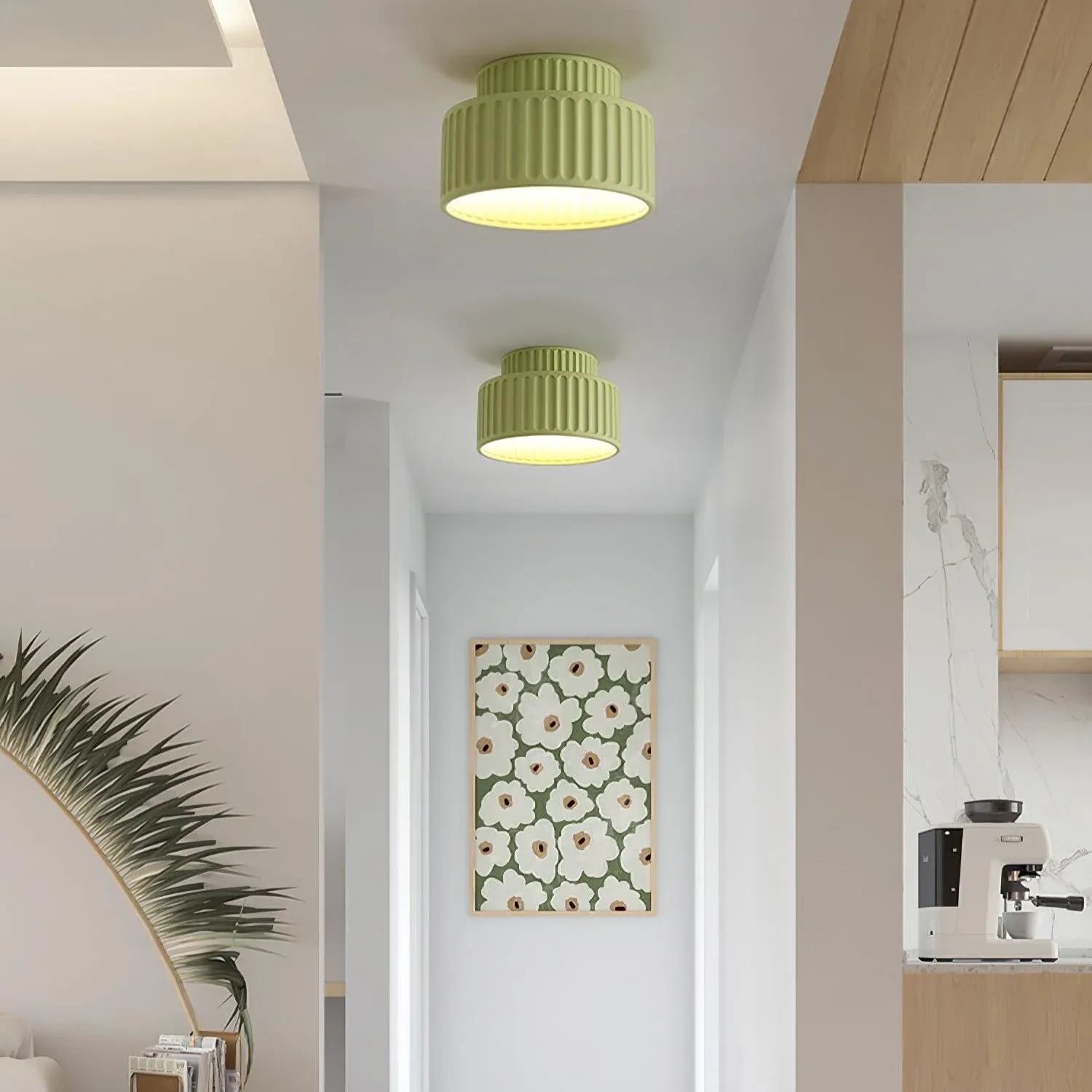 Hailie Modern Beige White Orange Green Ceiling Lamp Bedroom  Dining Room
