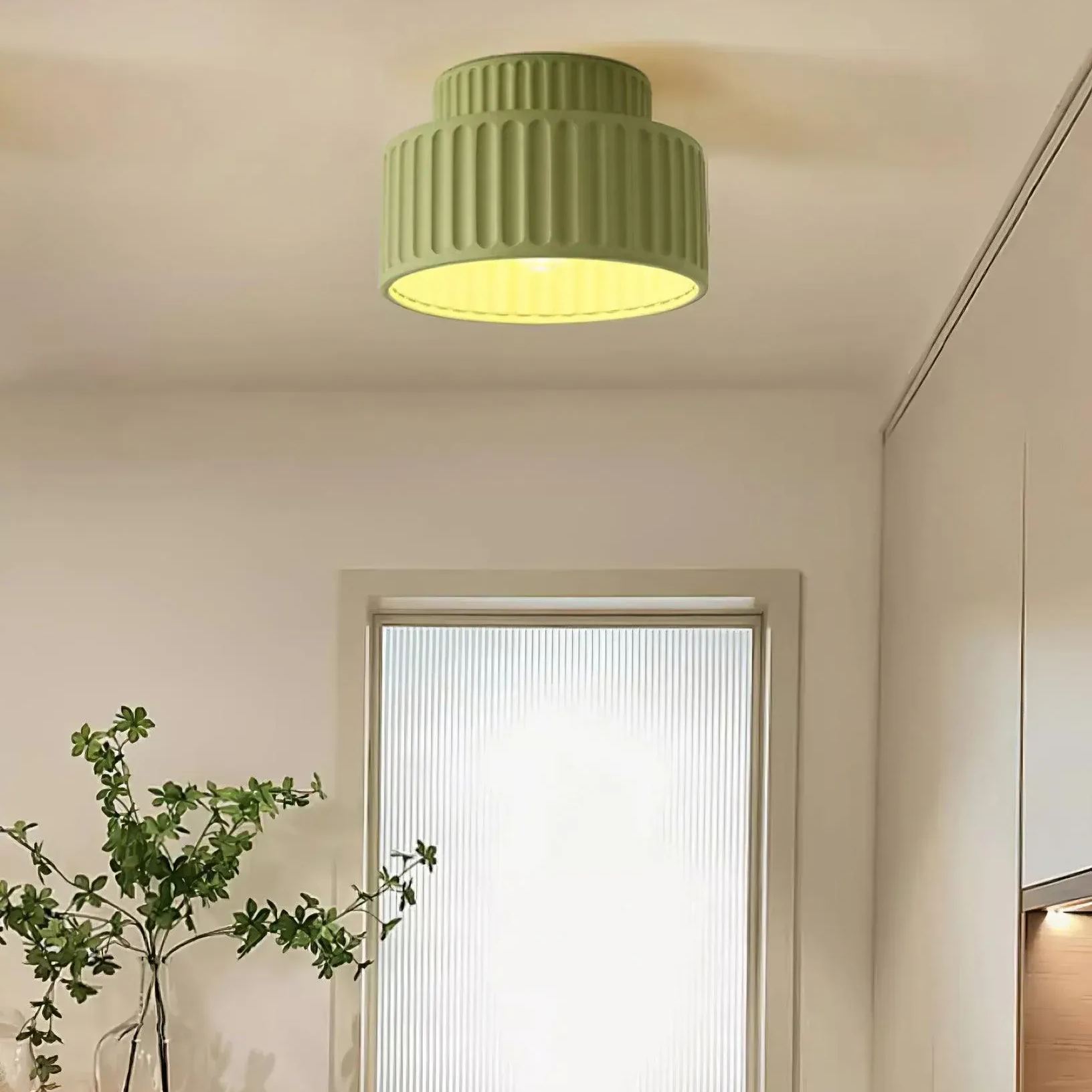 Hailie Modern Beige White Orange Green Ceiling Lamp Bedroom  Dining Room