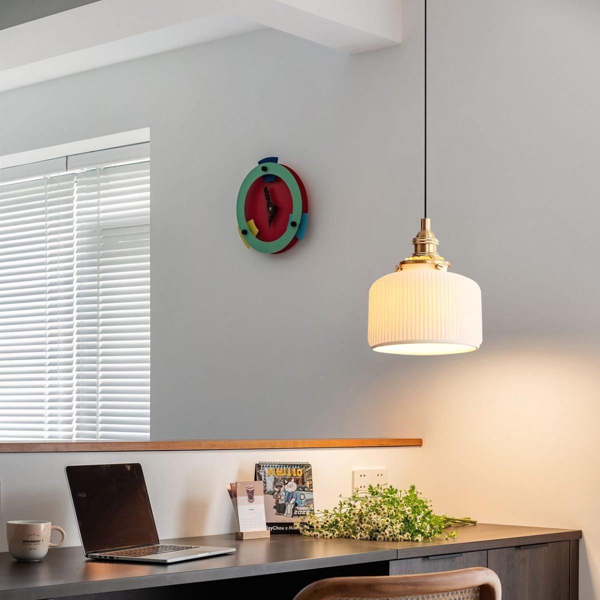 Hailie Modern Luxury Round Ceramics Pendant Light Bedroom Dining Room