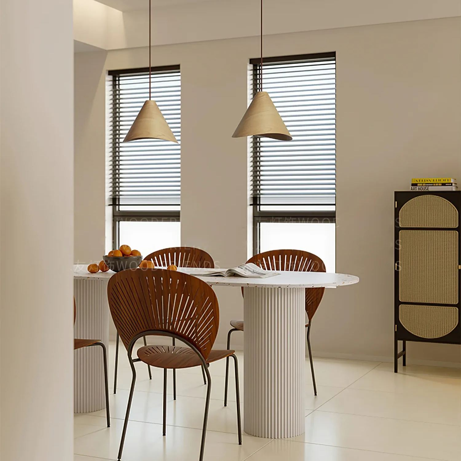 Muto Moderne Conica Bois Suspension Salle à Manger Cuisine Îlot