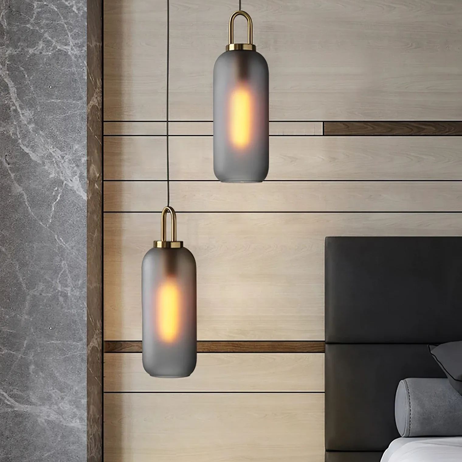 Hailie Moderne Rond Verre Suspensions Chambre à Coucher Salon Couloir