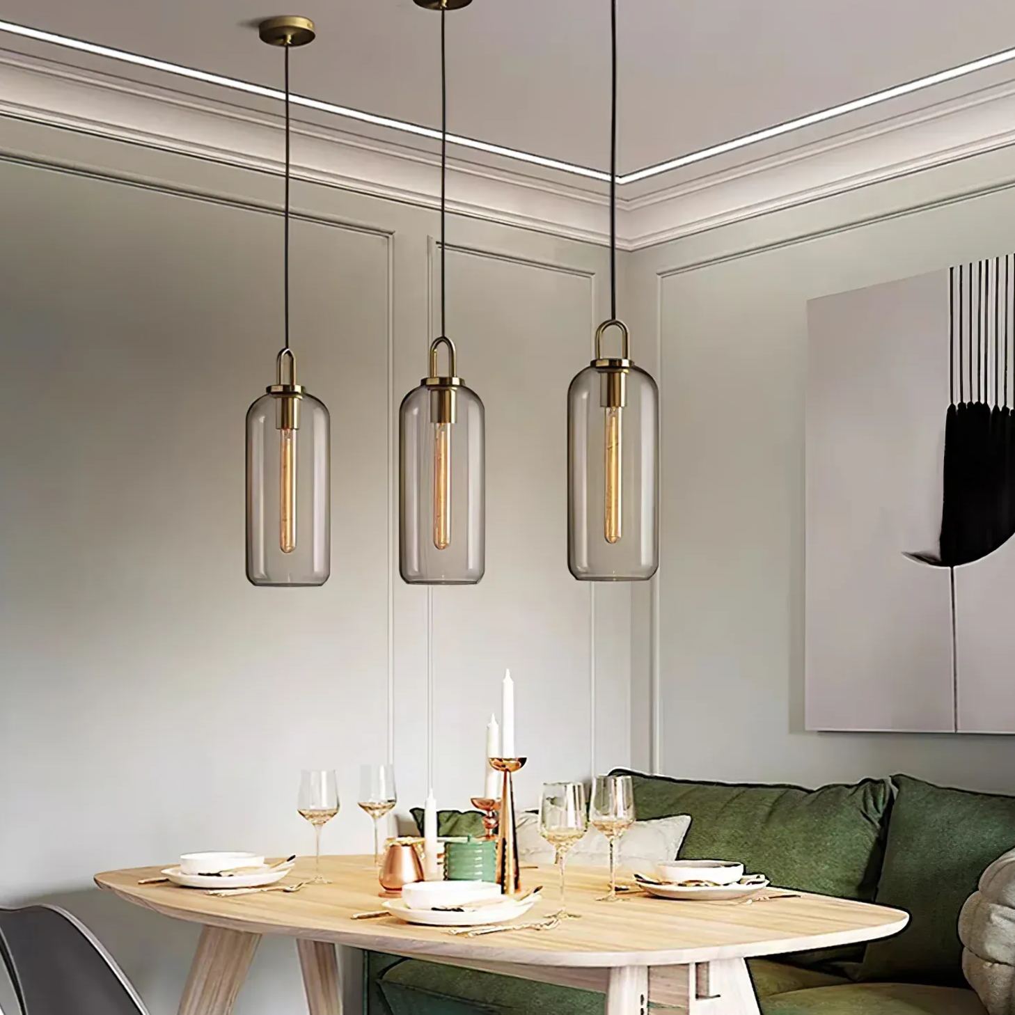 Hailie Moderne Rond Verre Suspensions Chambre à Coucher Salon Couloir