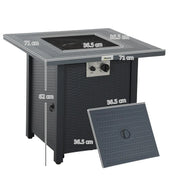 Gas Fire Pit Table, 40,000 BTU, 71×71cm, Black / Dark Grey