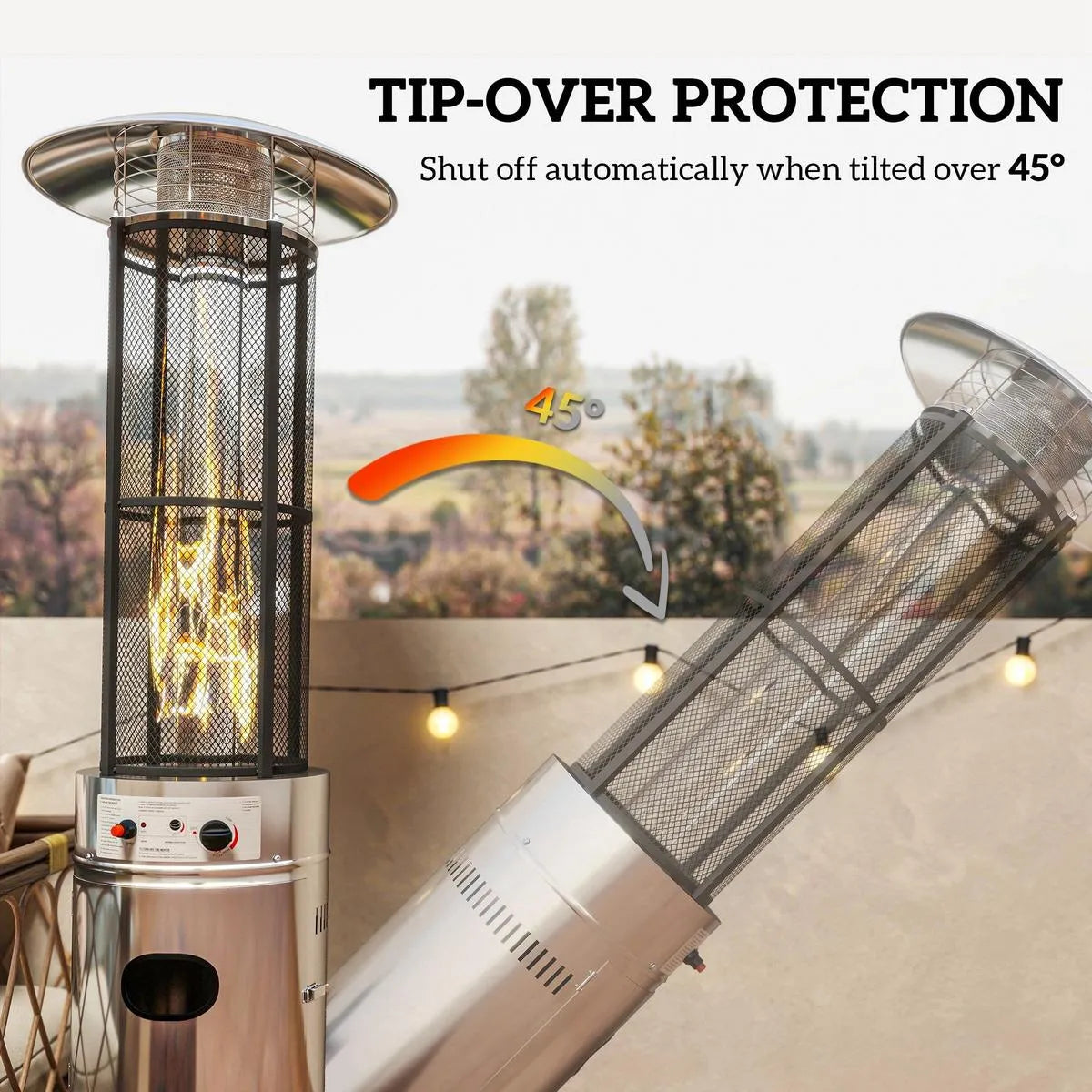 Adjustable Heat Gas Patio Heater 11kW Outdoor Freestanding Heater