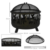Fire Pit Steel BBQ with Poker, Black