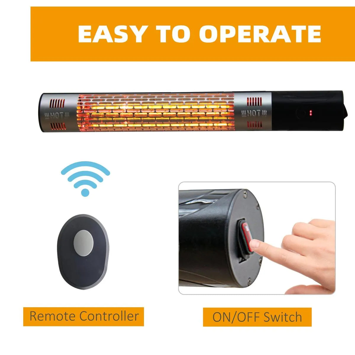 Outdoor Patio Garden Warmer 1500W Wall Mounted Electric Infrared Halogen Heater with Remote Control, Black