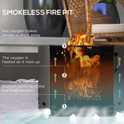 Smokeless Fire Pit Portable Wood Burning, 38cm, Dark Grey with Spark Screen and Poker for Garden Patio Picnic Bonfire Stove