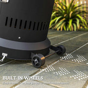 Freestanding Gas Patio Heater 11kW Adjustable Outdoor Garden Propane Heater Tip-Over Switch Wheels Pulse Ignition Black