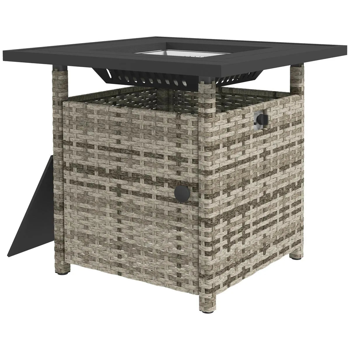 Fire Pit Table, 50,000 BTU, 72.5×72.5cm, Grey with Cover