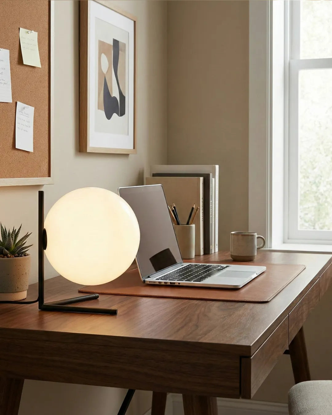 KAEN designer table lamp in a warm, considered living room setting — DecoHarmonie