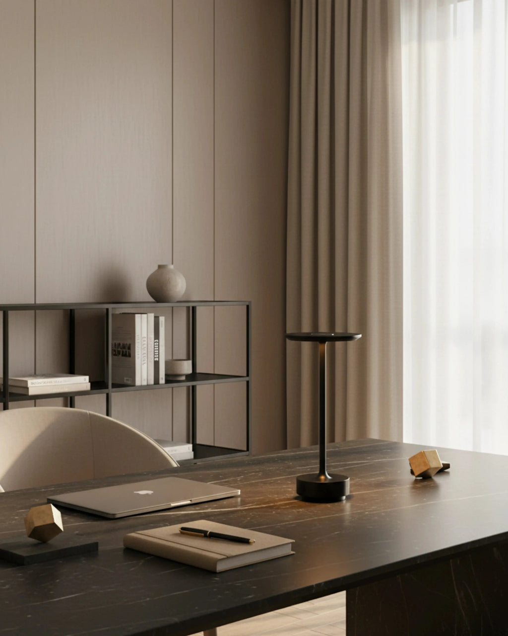 LIRI cordless designer table lamp displayed on a designer desk in a Sydney home — DecoHarmonie