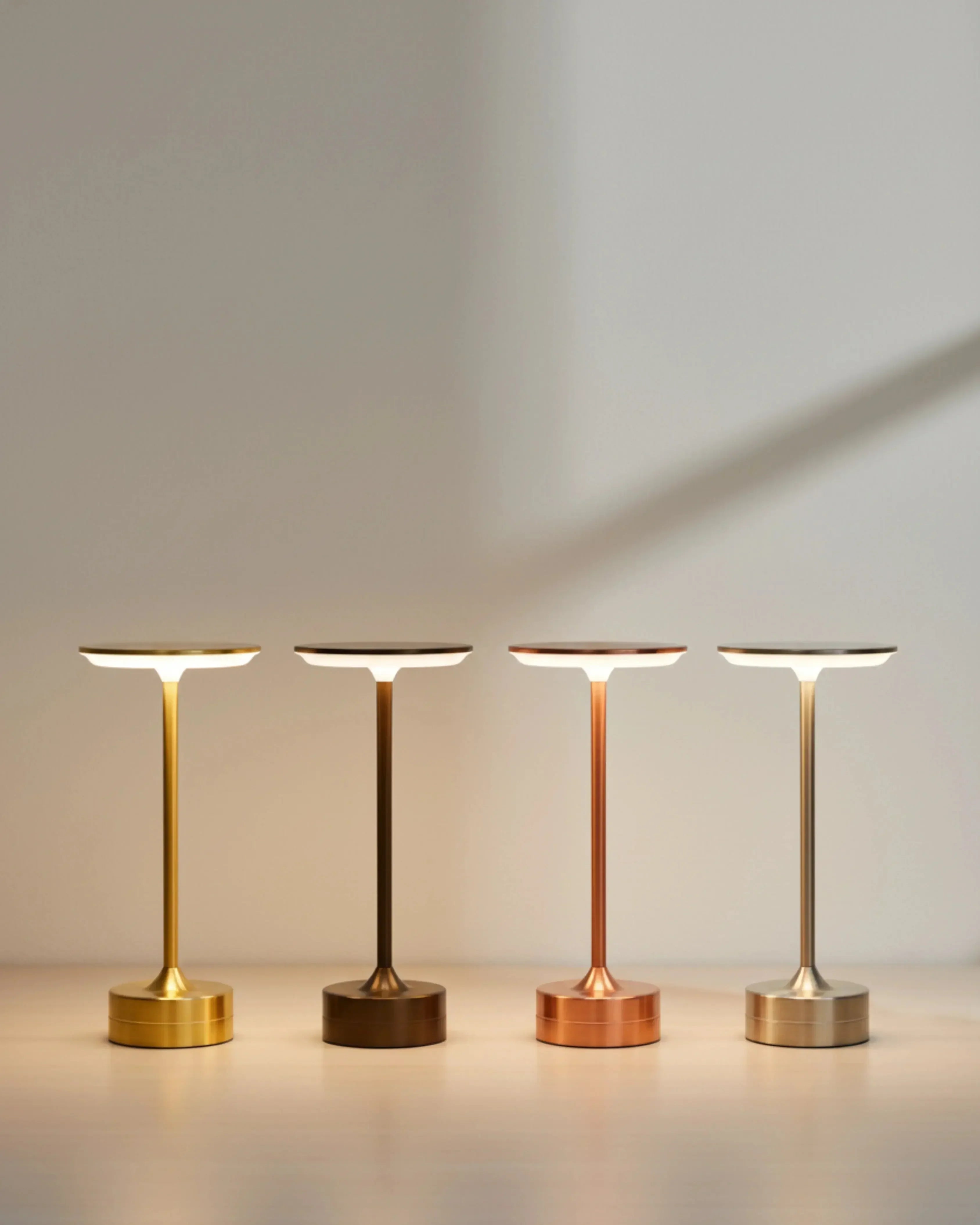 LORA cordless designer table lamp set against a neutral wabi-sabi backdrop — DecoHarmonie
