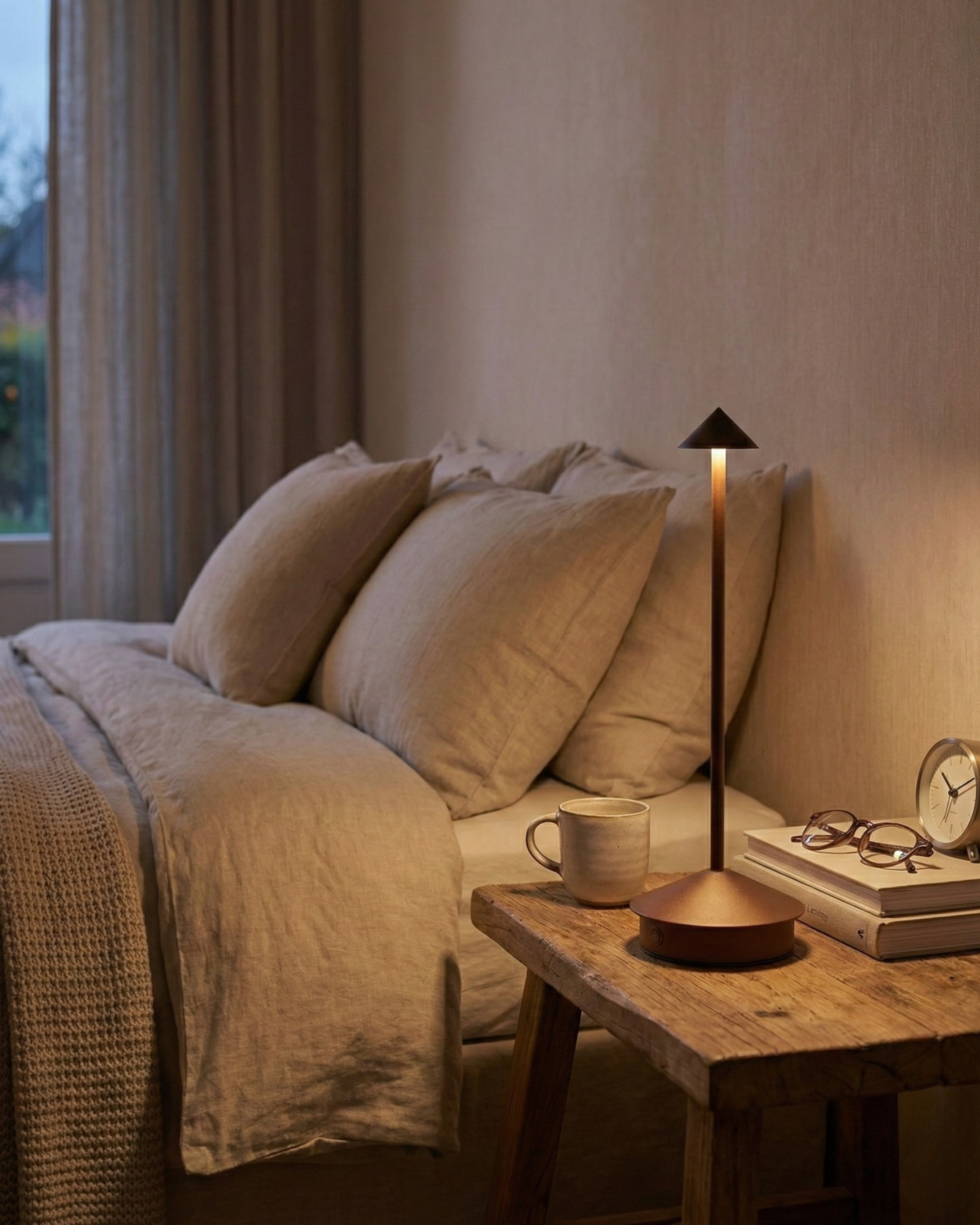 MIRO cordless designer table lamp softening the light in a contemporary lounge — DecoHarmonie