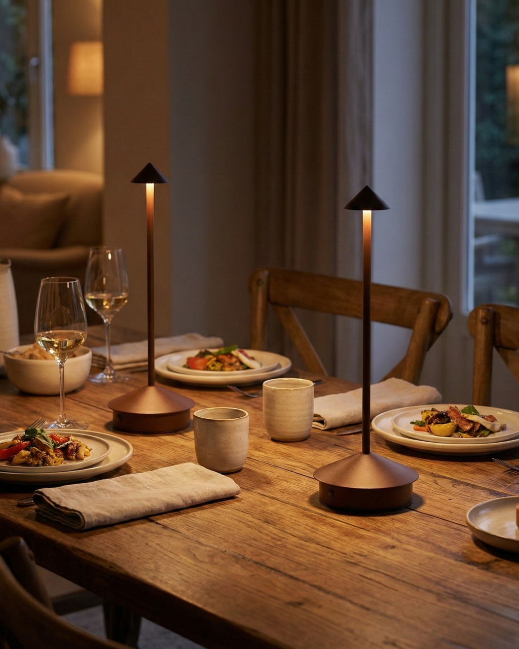 MIRO cordless designer table lamp in a warm, considered living room setting — DecoHarmonie