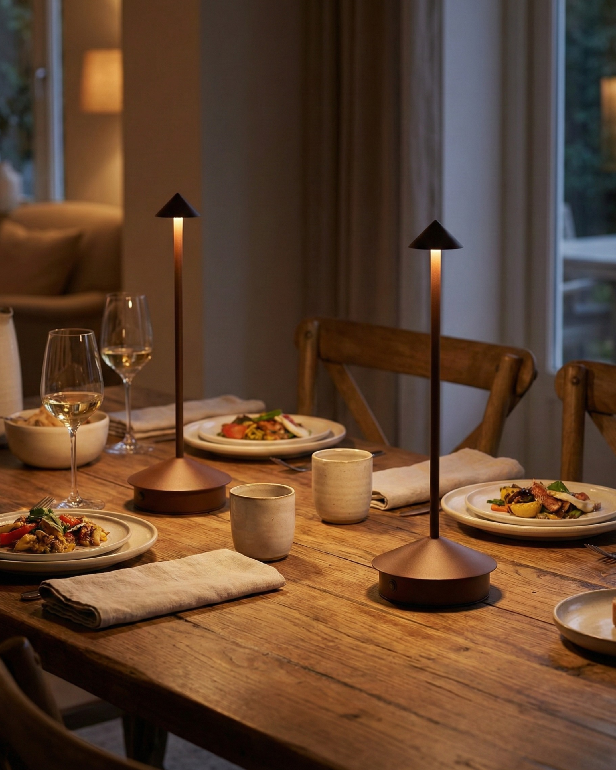 MIRO cordless designer table lamp in a warm, considered living room setting — DecoHarmonie