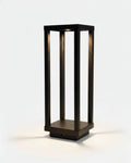 SORA cordless lantern table lamp, open matte black metal cage frame, IP54 rated for Australian homes | DecoHarmonie