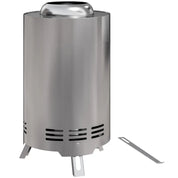 Fire Pit Portable Stainless Steel, 16×16cm, Silver Tone with Poker for Garden Camping Bonfire Party, Smokeless Wood- or Pellet-Fuelled Tabletop