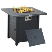 Gas Fire Pit Table, 40,000 BTU, 71×71cm, Black / Dark Grey