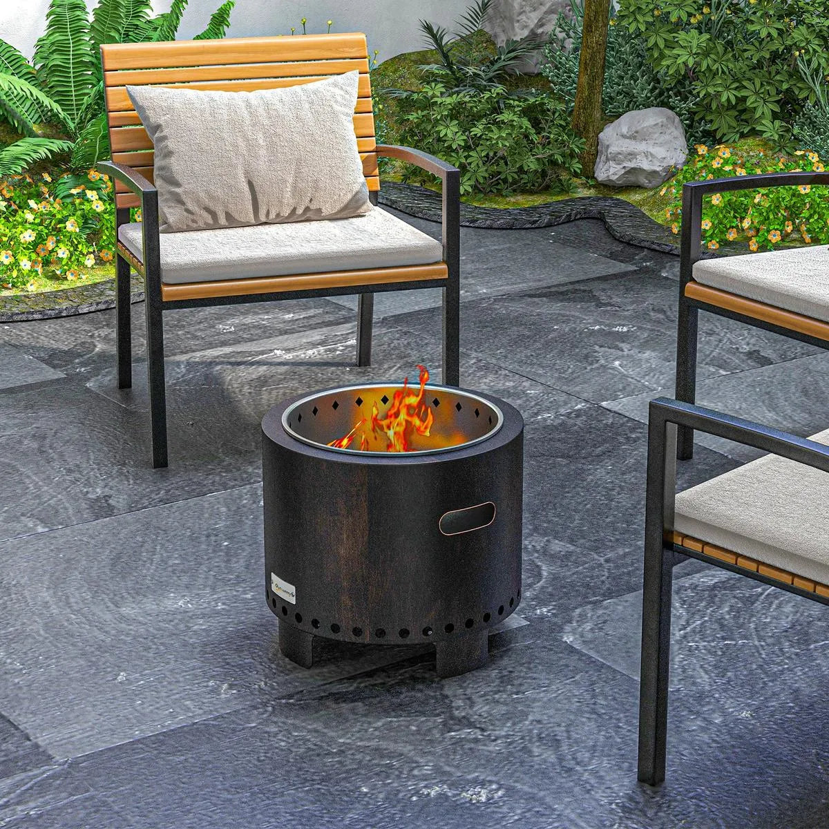 Smokeless Fire Pit Metal Wood-burning, Black