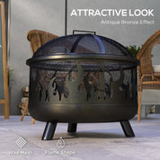 Fire Pit Steel BBQ with Poker, Black