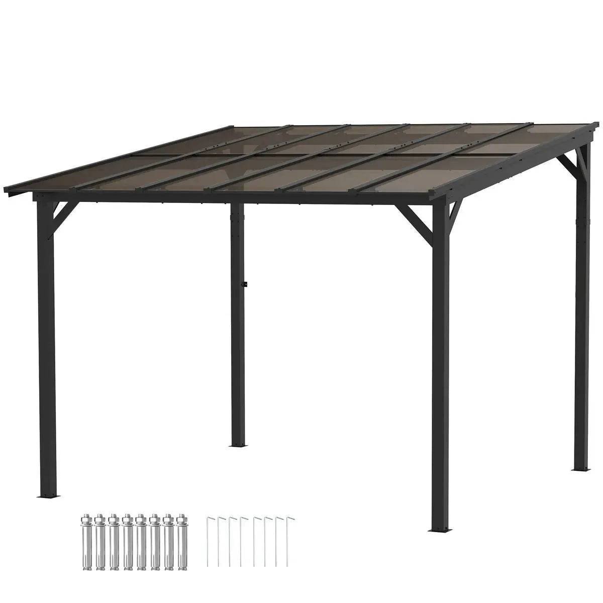 Octagonal Garden Gazebo, 8-Sided, 6.8×5 m, White Heavy Duty Metal Frame Outdoor Marquee Party & Wedding Canopy