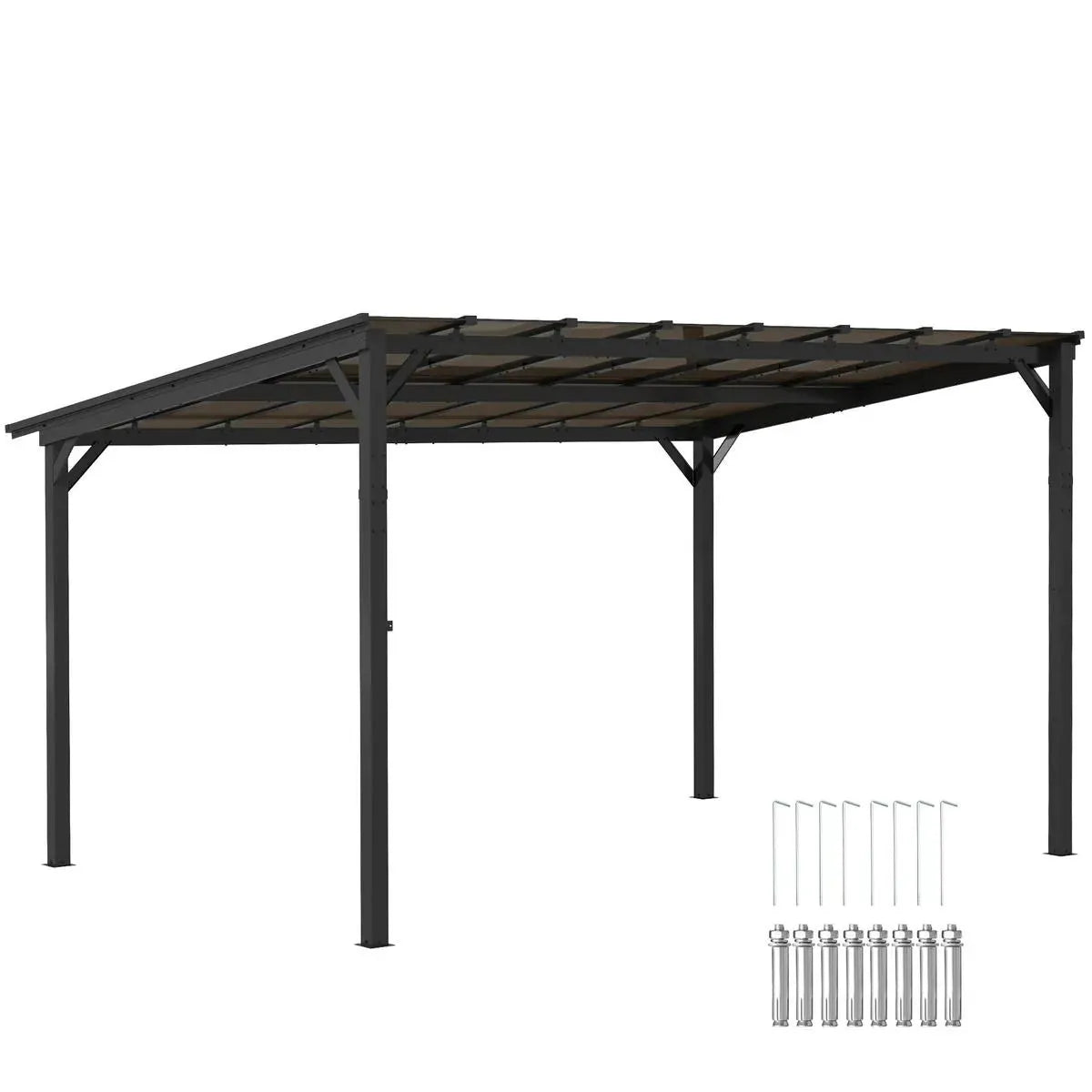 Octagonal Garden Gazebo, 8-Sided, 6.8×5 m, White Heavy Duty Metal Frame Outdoor Marquee Party & Wedding Canopy