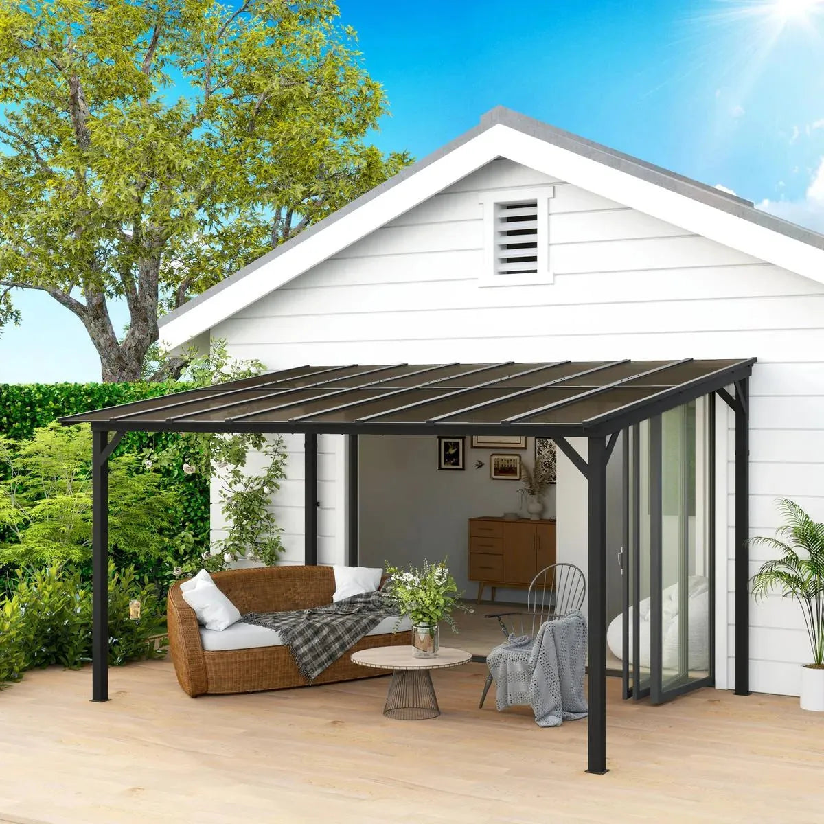 Octagonal Garden Gazebo, 8-Sided, 6.8×5 m, White Heavy Duty Metal Frame Outdoor Marquee Party & Wedding Canopy