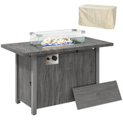 Gas Fire Pit Table, 50,000 BTU, Dark Grey with Cover and Glass Screen