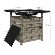 Fire Pit Table, 50,000 BTU, 72.5×72.5cm, Grey with Cover