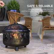 Fire Pit Steel BBQ with Poker, Black