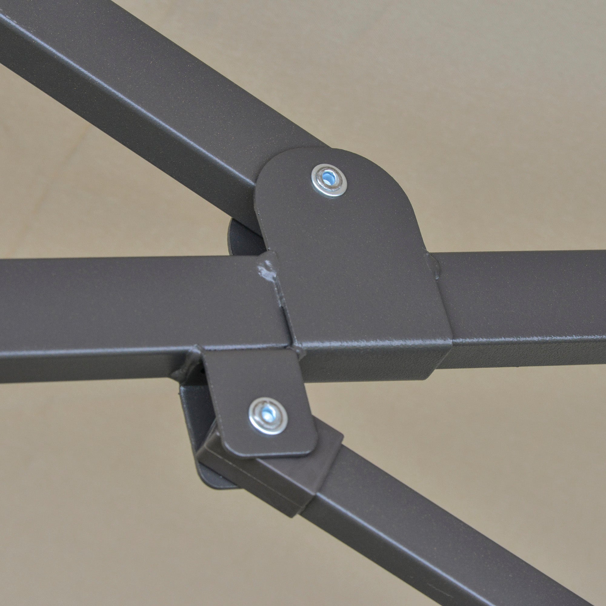 Double-Sided Sun Umbrella Canopy 4.6m Crank Shade with Cross Base, Khaki