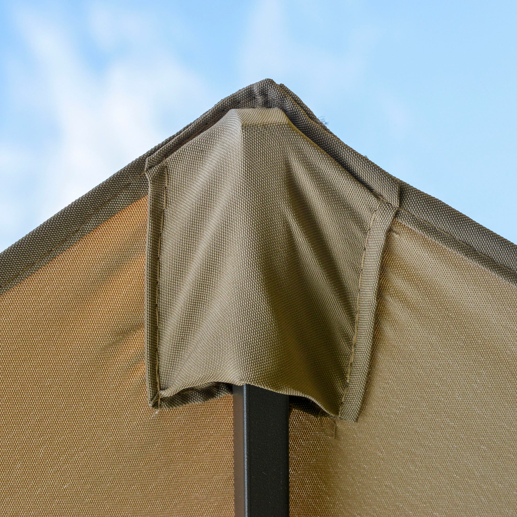 Double-Sided Sun Umbrella Canopy 4.6m Crank Shade with Cross Base, Khaki