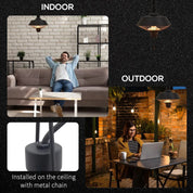 Outdoor Ceiling Mounted Halogen Electric Heater 2100W Hanging Patio Garden Warmer Light, Black
