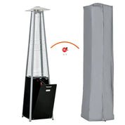 Outdoor Patio Gas Heater 11.2kW Freestanding Pyramid Propane Heater with Wheels Dust Cover Regulator Hose Black 50x50x225cm
