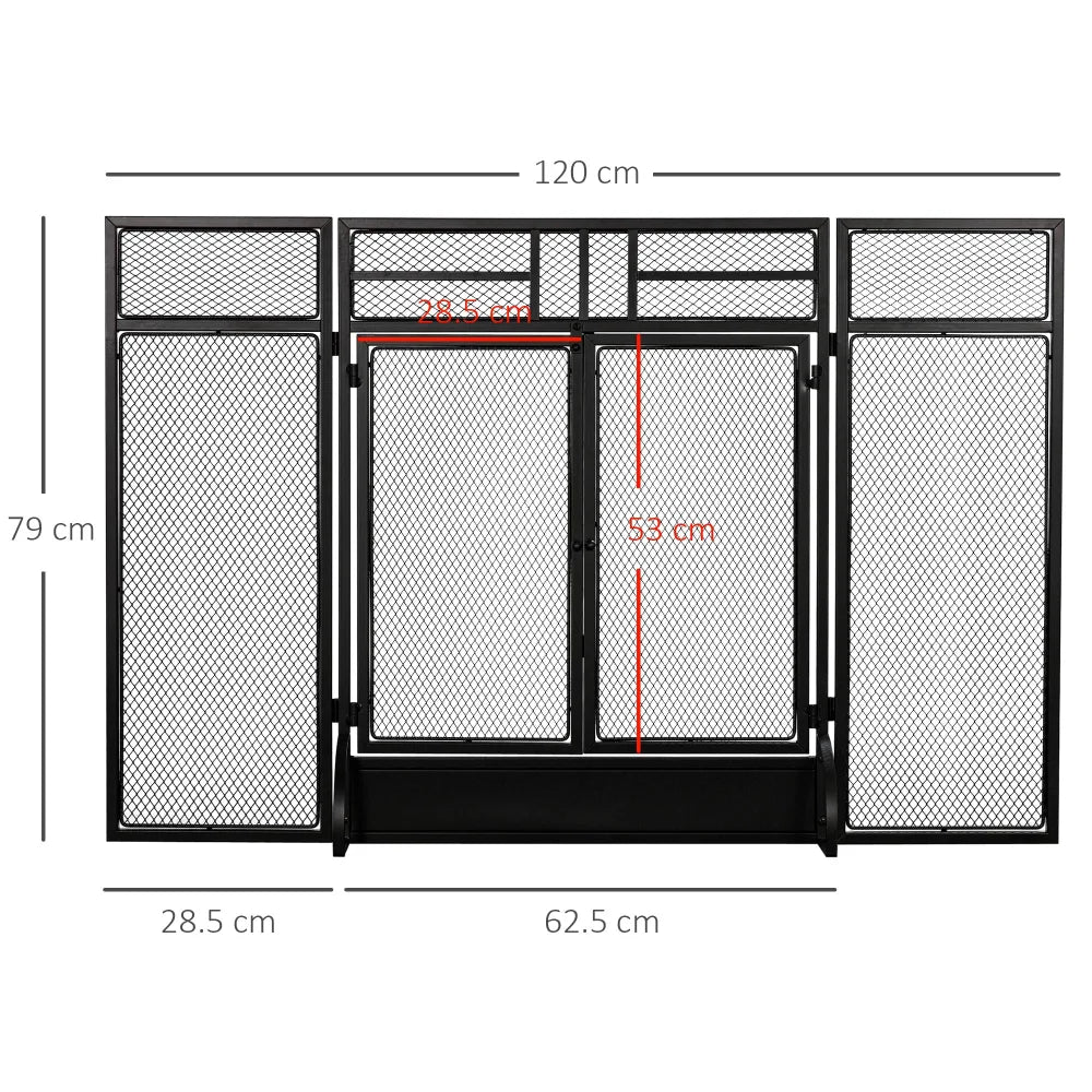 Fireplace Screen – 3 Panel, Metal | Easy Wood Access & Fire Viewing - Image 5
