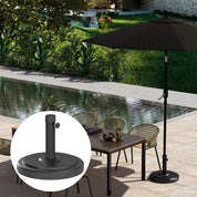 Garden Parasol Base 22kg Round HDPE Sun Umbrella Stand Heavy Duty for 38mm or 48mm Outdoor Poles, Black