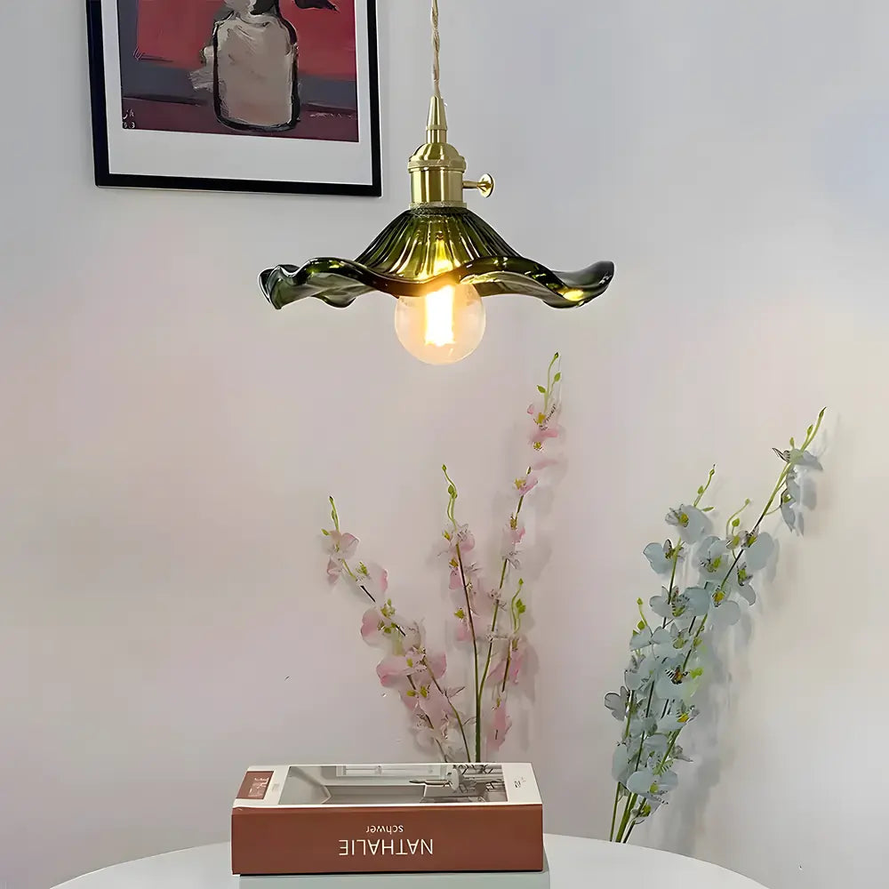 Pendant Light Green Glass Brass - SENZOR | Elegant Ambiance -opt