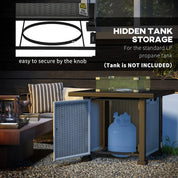 Gas Fire Pit Table, 50,000 BTU, 81×81cm, Grey