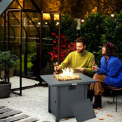 Gas Fire Pit Table Rattan-style Square, 40,000 BTU, Grey, Propane Smokeless with Thermocouple, Lava Rocks, Waterproof Cover, Spark Guard and Lid for Patio